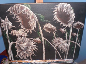 dead sunflowers painting