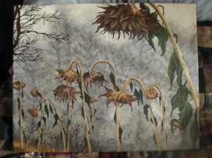 Dead sunflower painting