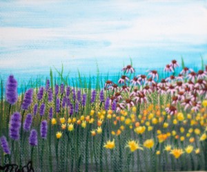 Mini flower field block canvas